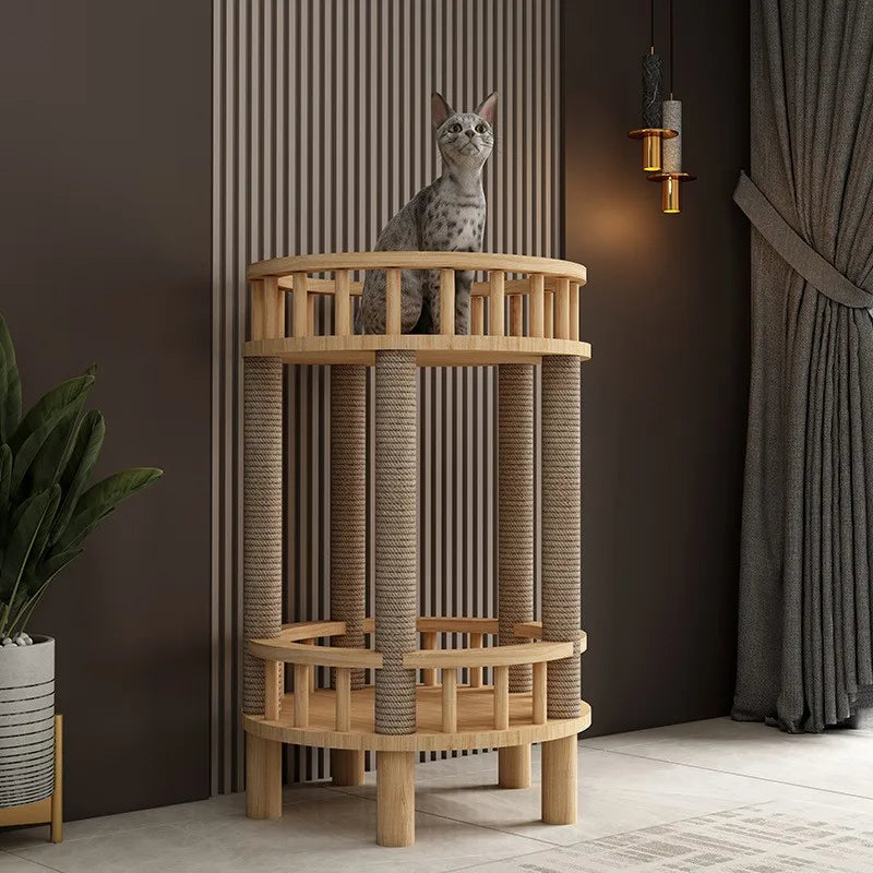 Contemporary Wooden Double Decker Cat Condo