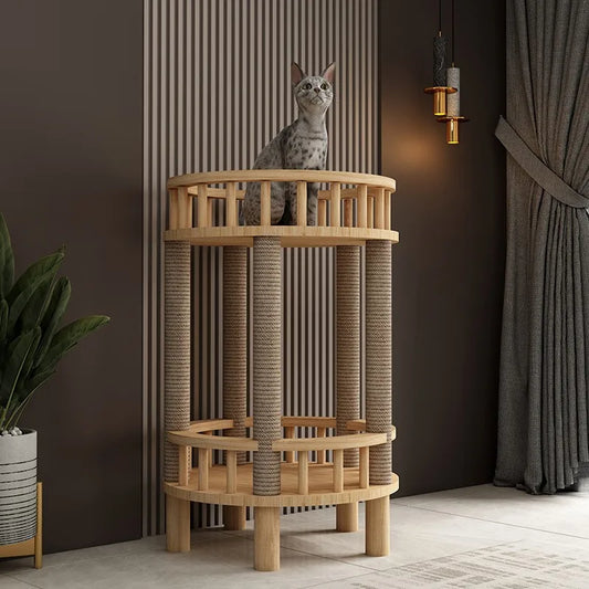 Contemporary Wooden Double Decker Cat Condo