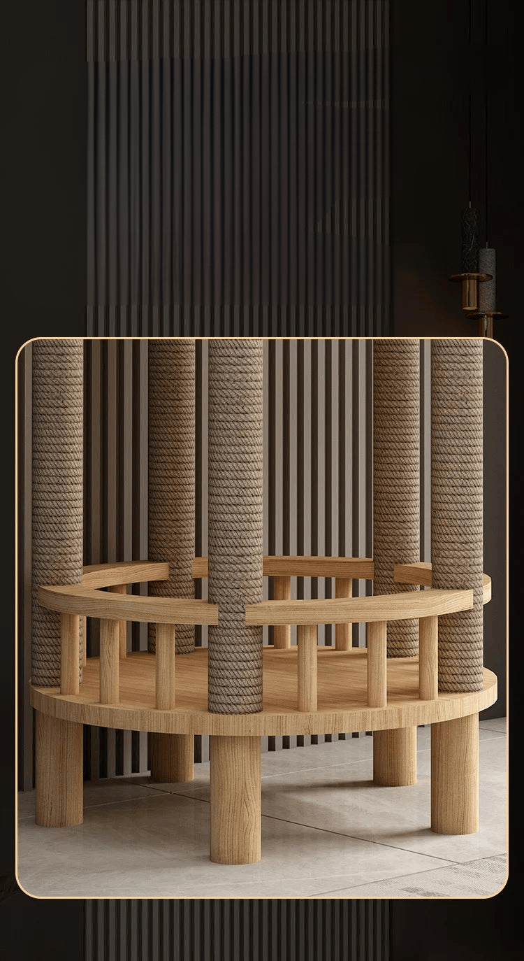 Contemporary Wooden Double Decker Cat Condo - leg close up