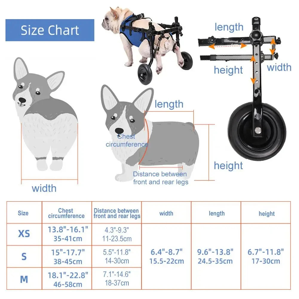 Pet Wheelchair - Measurement Chart