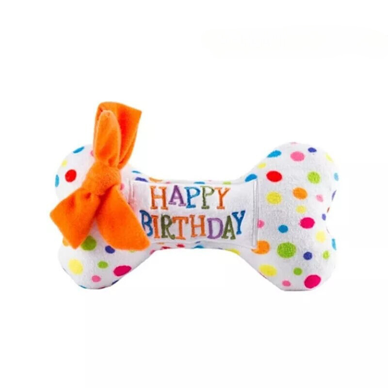 Birthday-Themed Squeaky Toys - bone