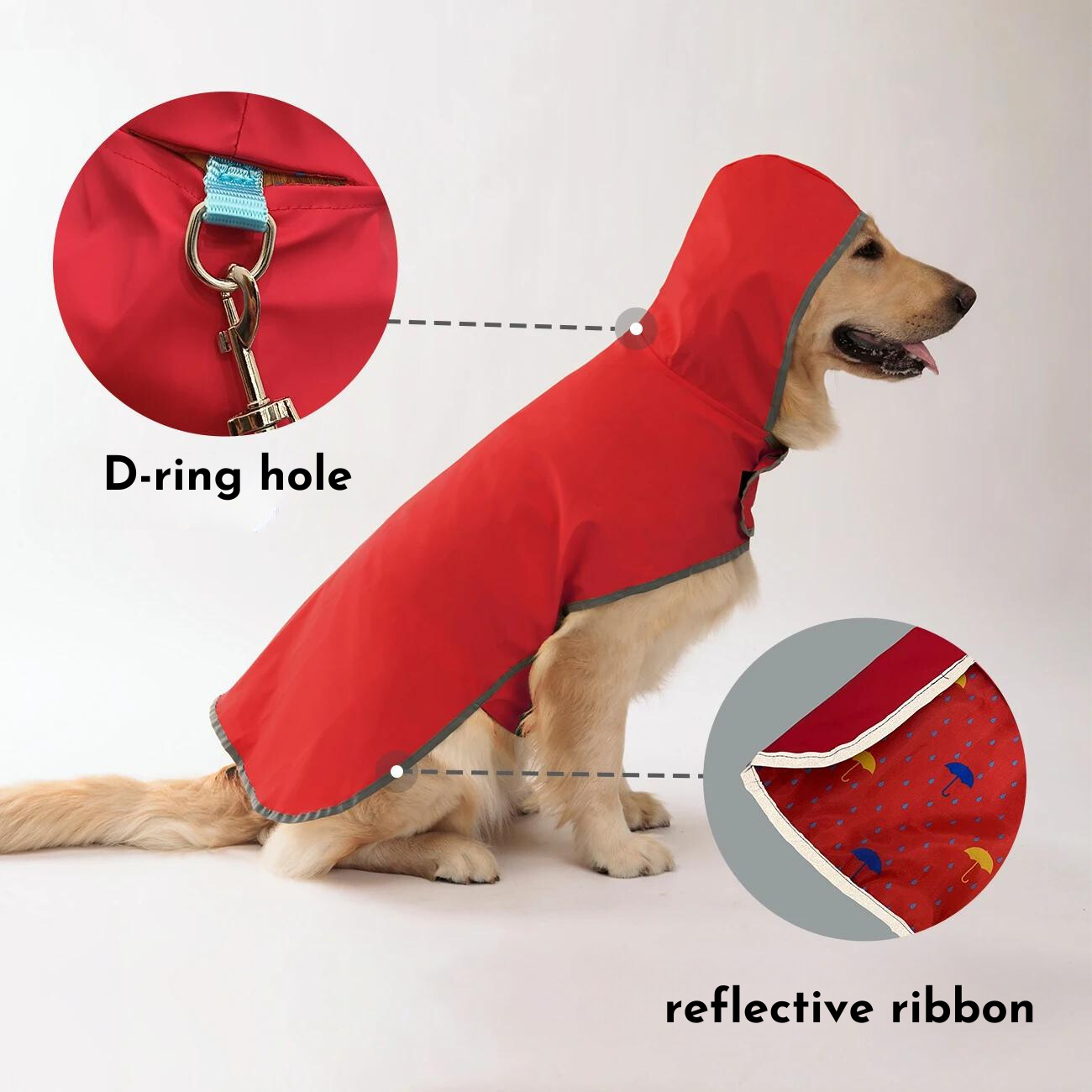 Reversible Rain Cape for Dogs - Red