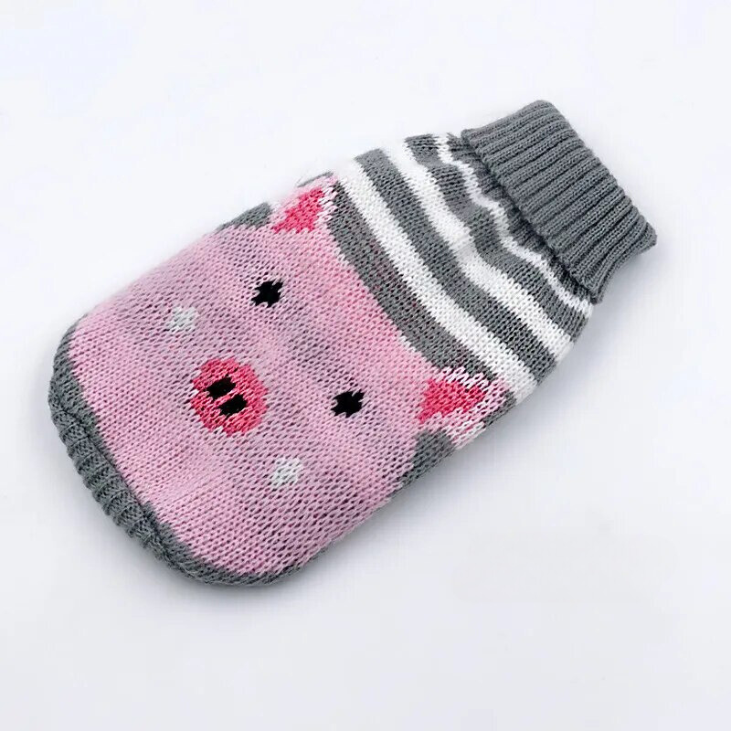 Animal Print Knit Turtleneck - pink pig