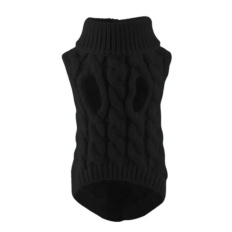 Cozy Cable Knit Sweater for Pets - Black