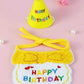 Birthday Bib and Party Hat Set - Yellow