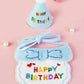 Birthday Bib and Party Hat Set - Baby Blue