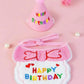 Birthday Bib and Party Hat Set - Pink