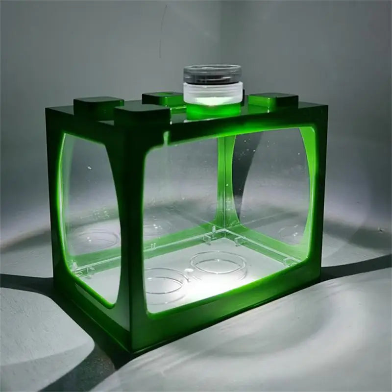 Small Fish Tank With LED Lights - Green