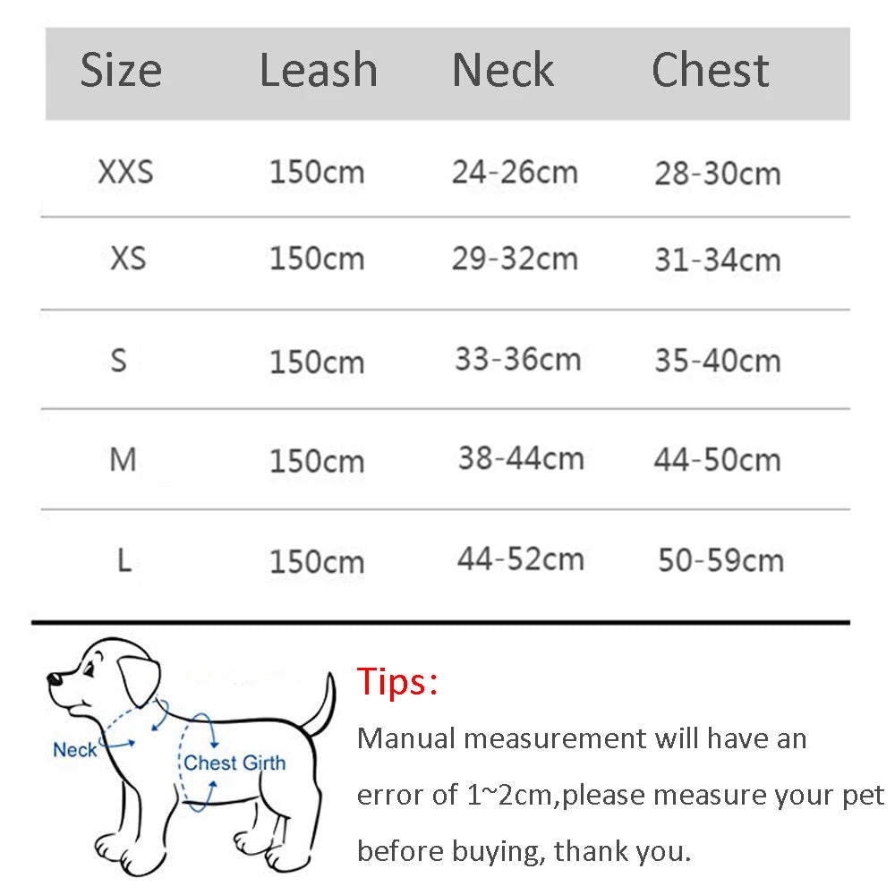 Escape Proof Cat Harness - Black - measurements