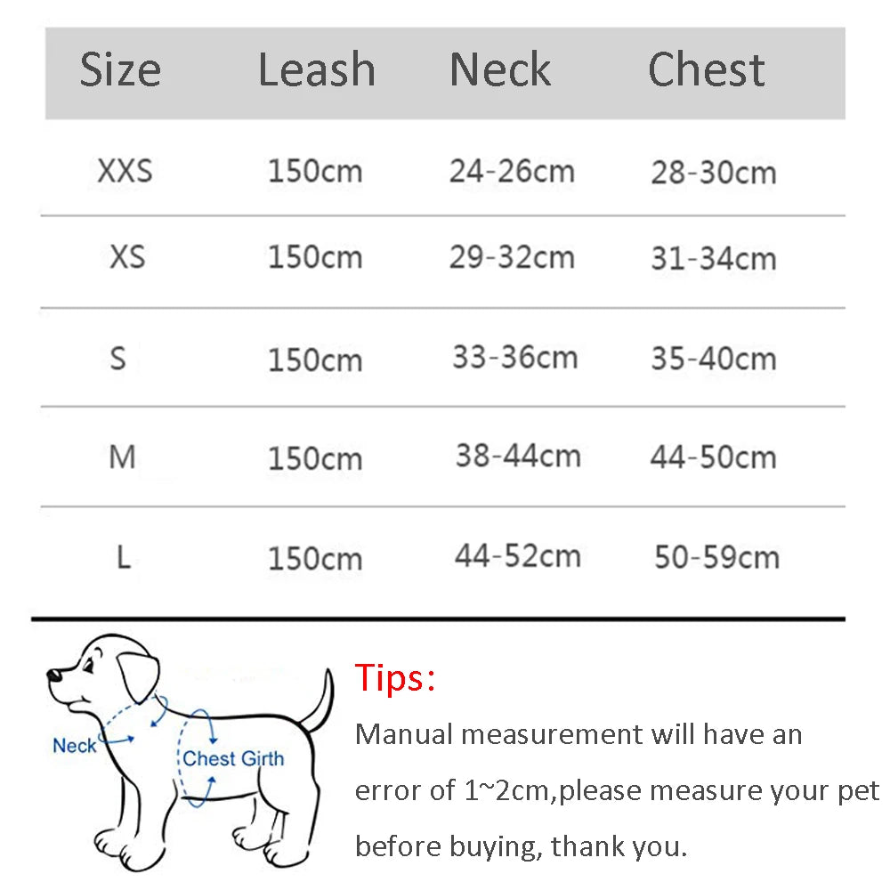 Escape Proof Cat Harness - Pink - measurements