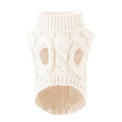 Cozy Cable Knit Sweater for Pets - White