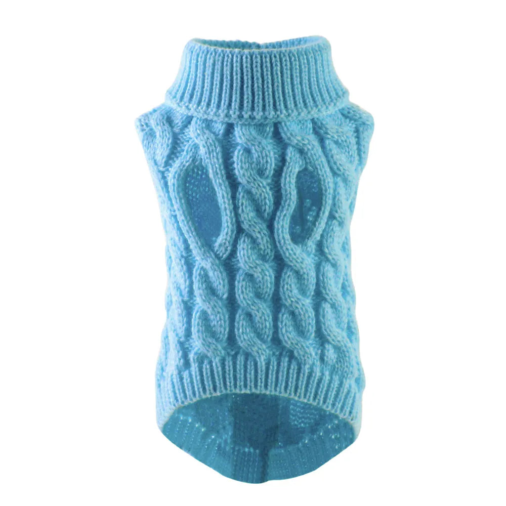 Cozy Cable Knit Sweater for Pets - light blue