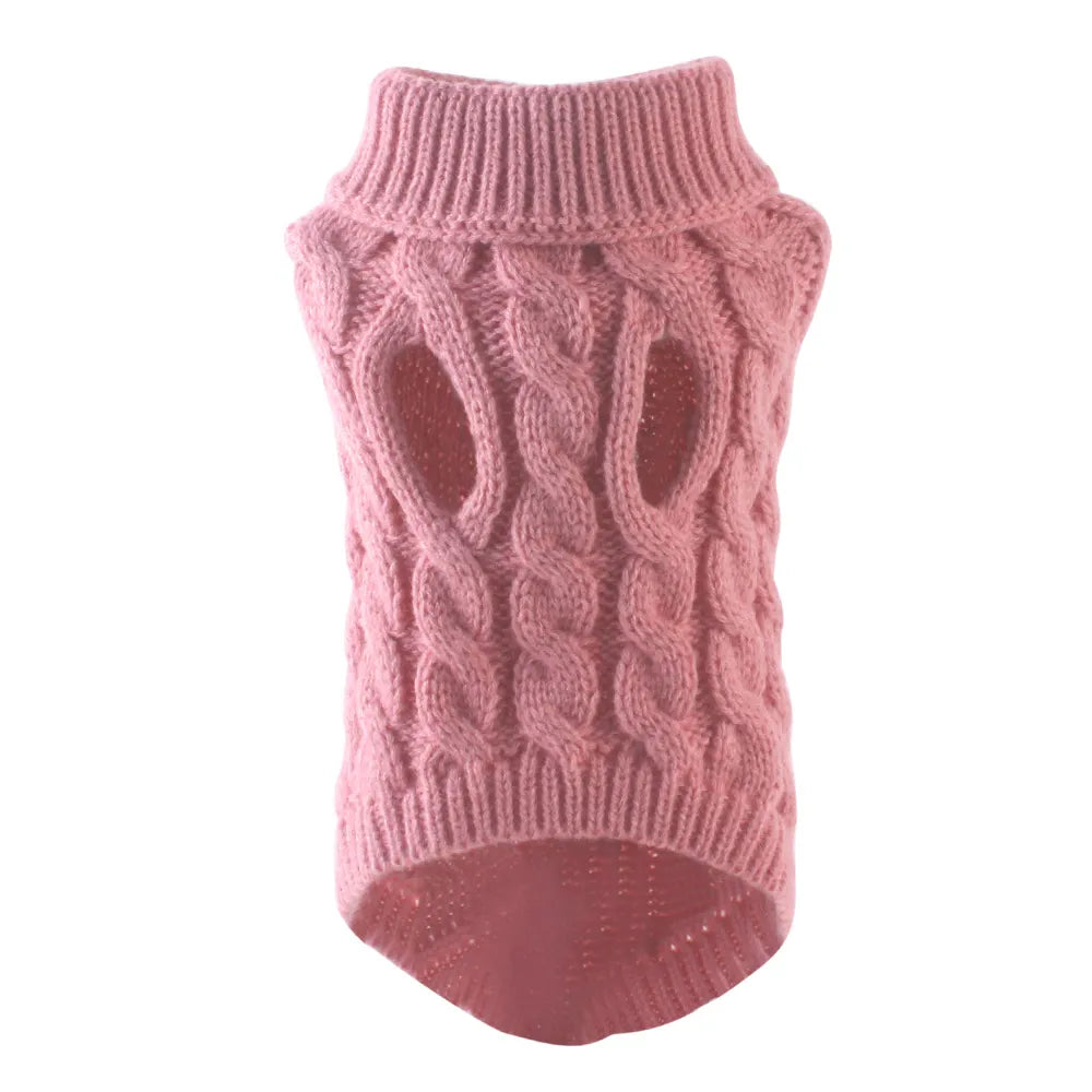 Cozy Cable Knit Sweater for Pets - dark pink