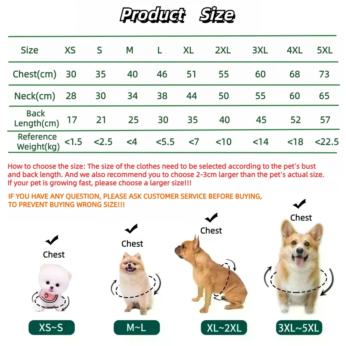 The Ivy Pet Pullover - Measurement Chart