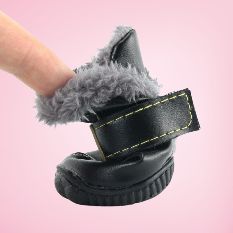 Velcro Pet Winter Boots  - side view - black