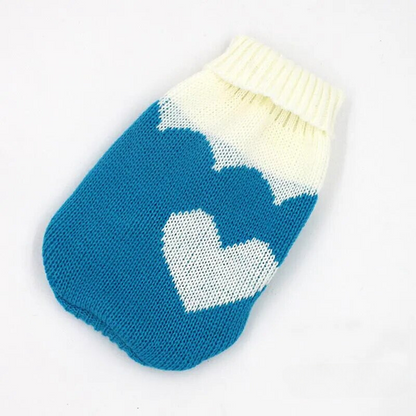 Warm Knit Turtleneck - blue heart